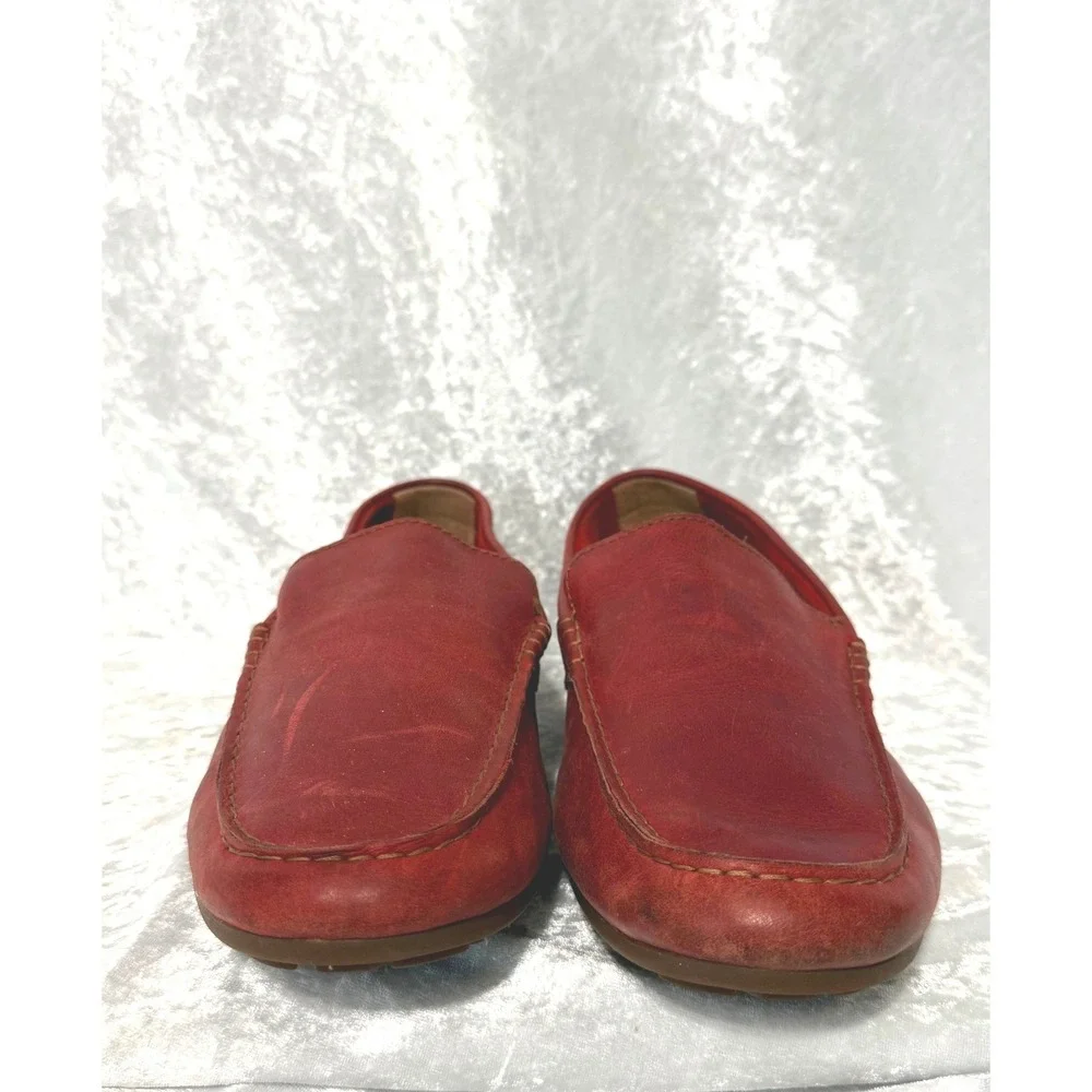 Born Allan Mens Red Leather Driving Moccasins Loafers Slip On Shoes H38205 10M